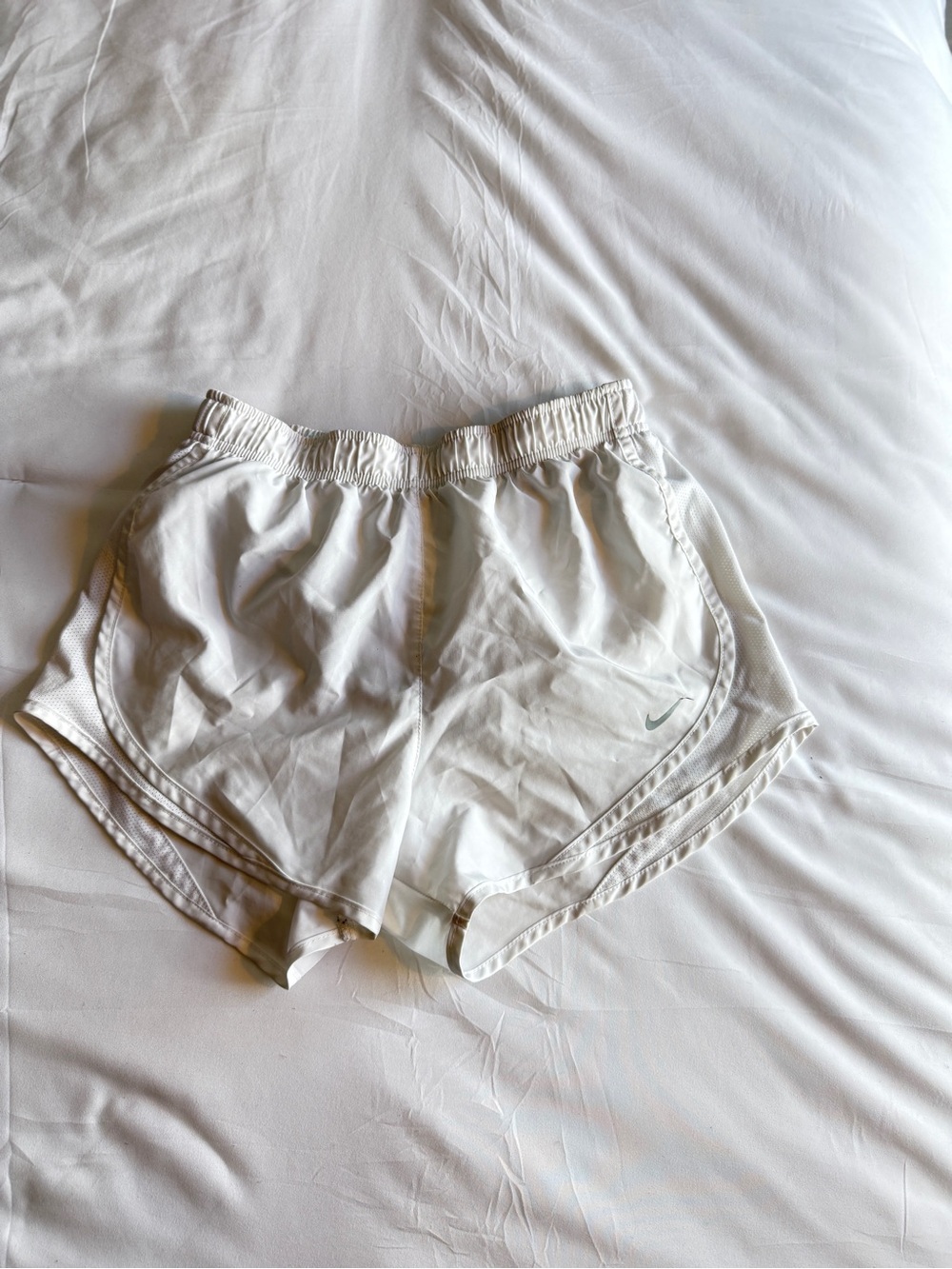 Nike White Women's Athletic Running Shorts with Swoosh